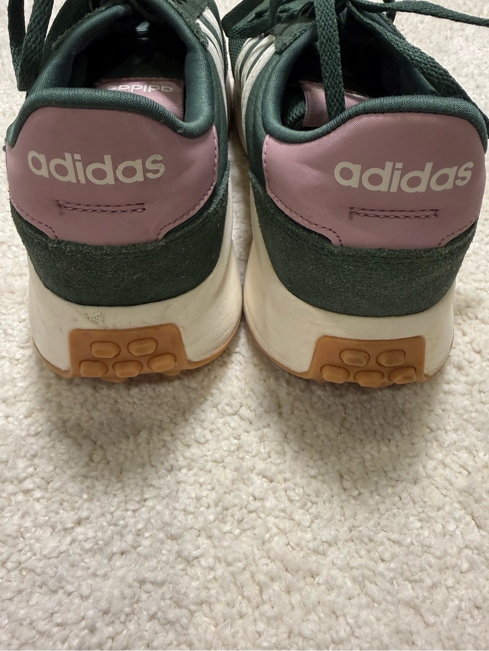 Adidas Neo Run 70s Dark Green White Pink Lace Up Casual Sneakers Size 8 - Picture 6 of 9